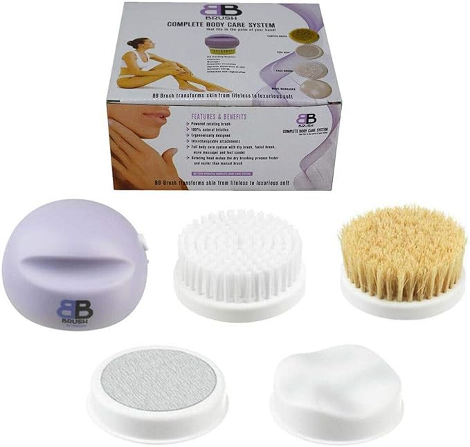 BB Body Care Brush Set – Full Body Dry Brushing & Exfoliation Kit with Tampico Brush, Face Brush, Pedi Disc & Wave Massager